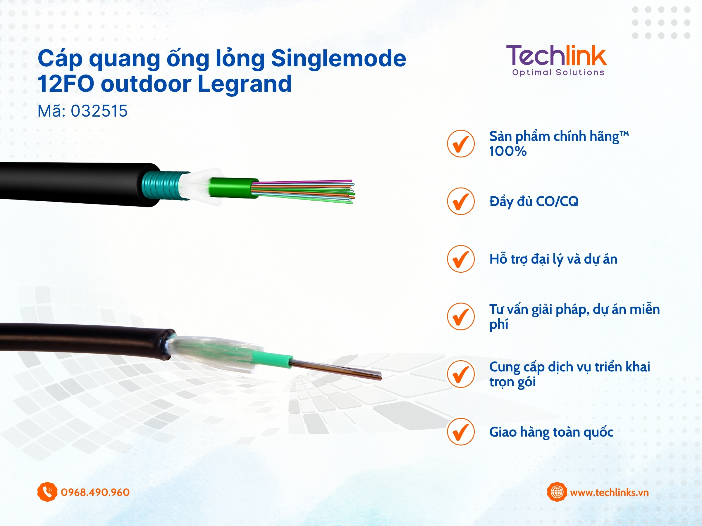 Cáp quang Single mode 12FO ống lỏng