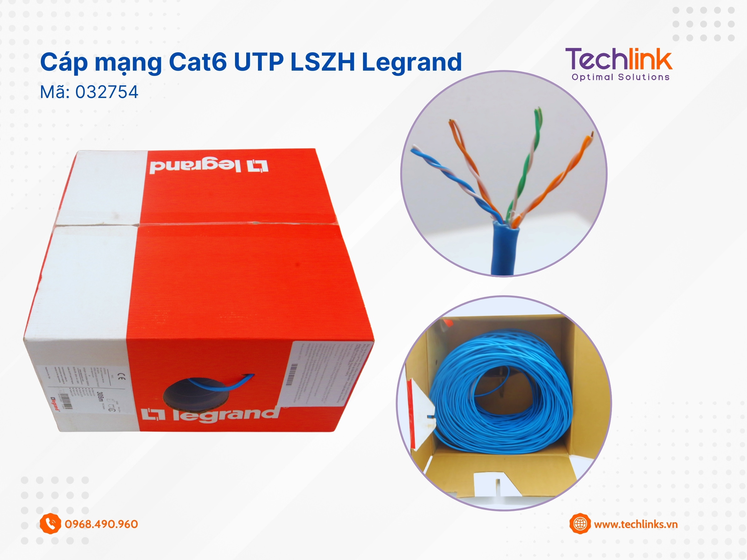 Dây cáp mạng Legrand Cat6 LSZH